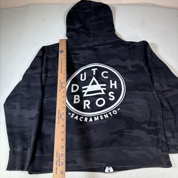 Dutch Bros Full Zip Hoodie Mens Large Camo Camouflage Sacramento Logo Print - Picture 6 of 7